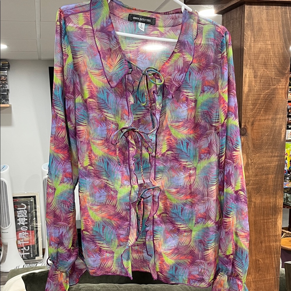 Urban Outfitters Vibrant Multicolor Leaf Blouse